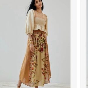 Anthropologie Mes Demoiselles Pleated Floral Maxi Skirt Size 8 NWT Retail $335